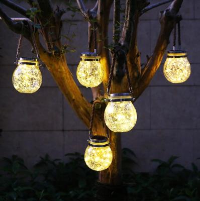 China Outdoor Waterproof Solar Hanging Glass Jar Lights Garden Lantern Mason Bottle Garden Tree Light Christmas Holiday Party Decoration for sale