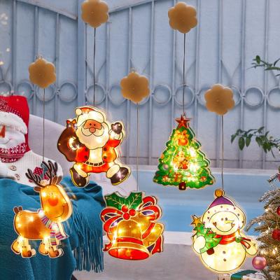 China LED Christmas Lights Holiday New Year Painted Suction Hanging Light Upgraded Decorative Cup Santa Claus Bell Snowman Cup Pendant Light for sale