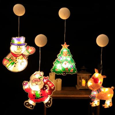 China LED Light Christmas Hanging Decorative Pendant Lights Holiday New Year Santa Claus Bell Snowman Suction Cup Light Window Hanging Lights for sale