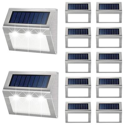 China Waterproof LED Wall Solar Fence Wall Light Outdoor Garden Pathway Stair Step Lamps for sale