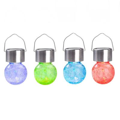 China Garden.Lawn.Villas.Park.Yard Christmas Hanging Light Colorful Cracked Outdoor Hanging Solar Ball Light Pathway Waterproof Decoration Solar Lantern for sale