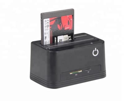 China Plastic Multiple USB3.0 to SATA Hard Drive Docking Station with TF/SD Card Reader Function for sale