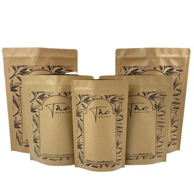 China Security Custom Logo Printing Doypack Zip Lock Foil Lined Natural Organic Kraft Paper Protein Dry Food Packaging Bag With Zipper for sale