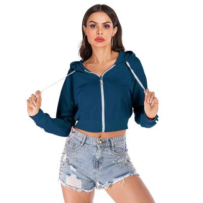 China wholesale long sleeve private label Anti-wrinkle white cotton crop tops xwomens hoodies for sale