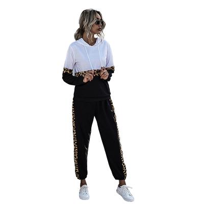 China 2021 New Leopard Print Sports Suit Women Antibacterial Casual Fashion Two Piece Suit for sale