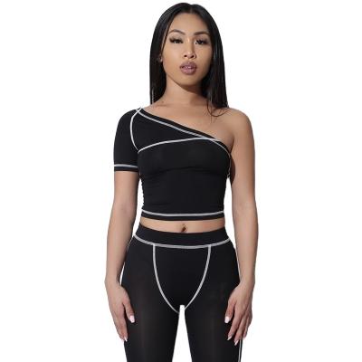 China New Sustainable Women's One-Shoulder Yoga Sports Fitness Suit Women for sale