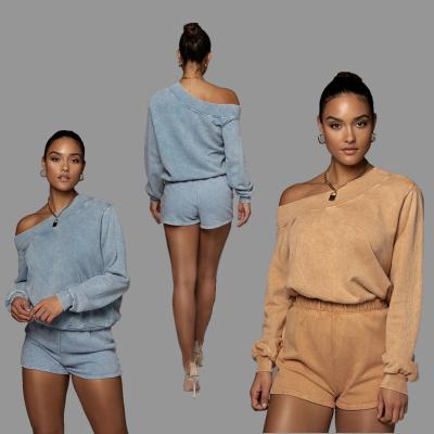 China Anti-Wrinkle 2022 Summer Women 2 Piece Set Women Hoodies Shorts Custom Made Cotton High Quality Two Piece Set Clothing for sale