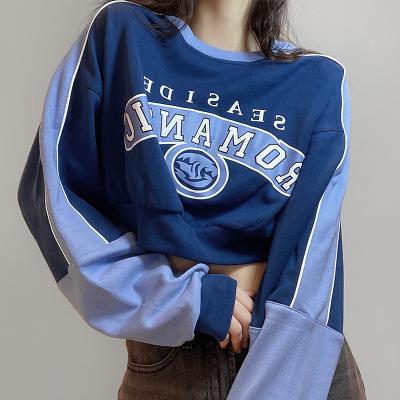 China 2021 European and American Anti-wrinkle new style women's fashion loose letter printing short sweater hoodie for sale