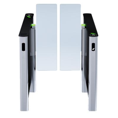 China 304 Stainless Steel Speedlane Luxury Optical Quick Barrier Flap Gate Lane Turnstile With LED High Visible Sliding Glass for sale