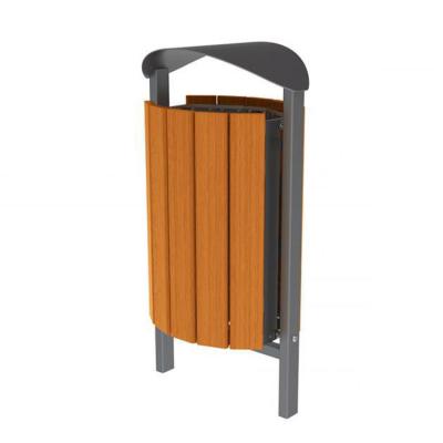 China Recycling Bin Sustainable Wooden Waste Bin With Cover Covered Tall Steel Trash Bin Waste Container for sale