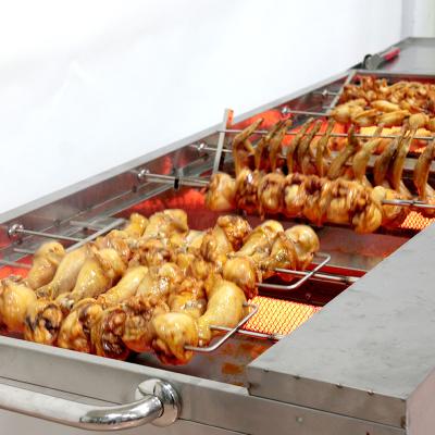 China New Small Middle East Gas BBQ Meat Processing Plants Turkey Vertical Rotisserie Machine Commercial Fully Automatic Chicken Rotary Oven for sale