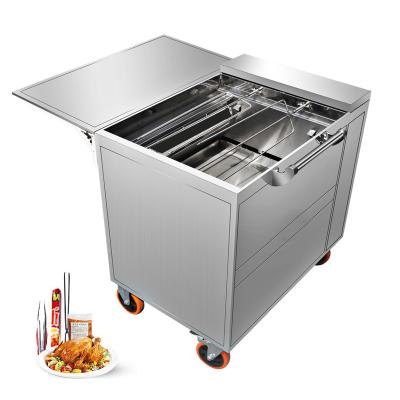 China Commercial Pure Electric Oven Gas Chicken Meat Processing Plants Automatic Rotating Smokeless Rock BBQ Truck Orleans Charcoal Roast Chicken for sale