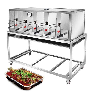 China Meat Processing Plants Commercial Gas Charcoal Stainless Steel Fish Grill Carbon Grill Smokeless Fish Grill for sale