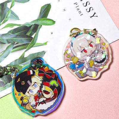 China Custom Japan creative anime gradient fast delivery chaveiro acrilico claw acrylic key chain with holographic for sale