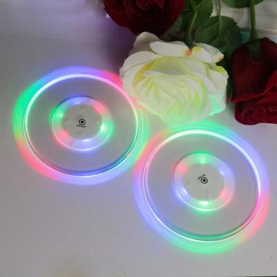 China Sustainable High Quality Make Your Own Custom Clear Acrylic Round LED Mug Coasters Battery For Drinks for sale