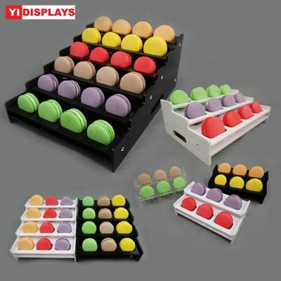 China Retail Shop Acrylic Dessert Display Stand Dessert Macaroon Tray Box Macaron Showcase for sale