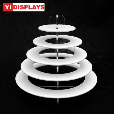 China Durable Acrylic Wedding Cake Display Round Frame Stand Up Acrylic Food Display Stand Macaroon Showcase for sale