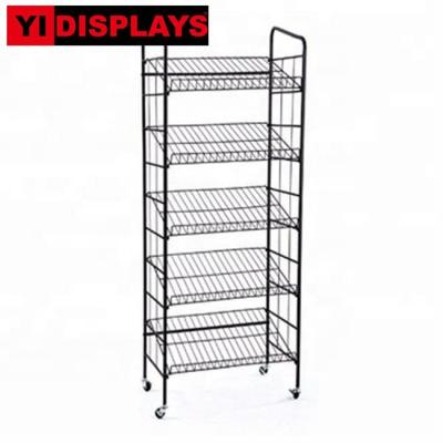 China Retail Shop Rolling Adjustable Baker Custom Metal Display Rack Bread Display Rack Supermarket Fruit and Vegetable Display Rack for sale