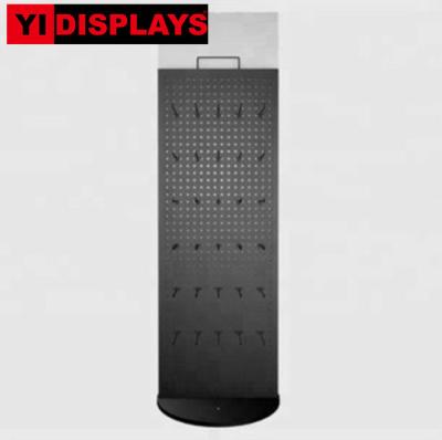 China Supermaket/Retail Store Black Metal Pegboard Display Stand Display Metal Rack Rotating Display Stand With Hooks for sale