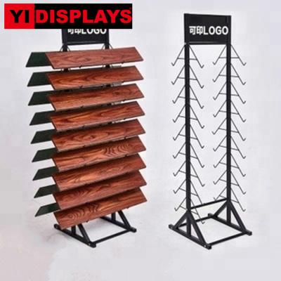 China Advertising.etc Custom Metal Tile Display Rack Wood Ceramics Display Rack Laminate Floor Display Rack for sale