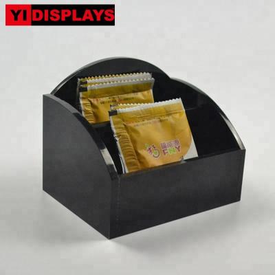 China Showing Goods Black Acrylic Hotel Office Teabag Coffee Bag Display Box Storage Box Teabag Display Stand Holder for sale