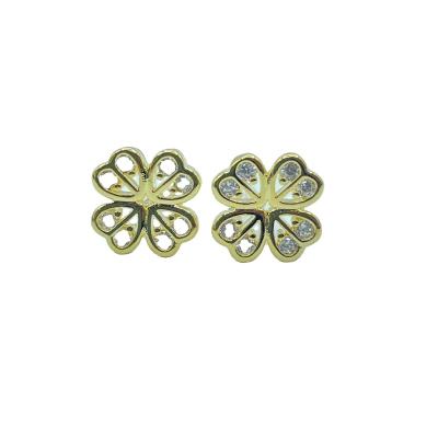 China Factory wholesale CLASSIC four leaf clover Korean high quality gold plated zircon pierced earrings for sale