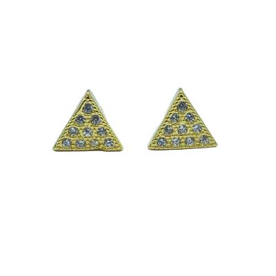 China CLASSIC Chic High Quality Geometric Pattern Triangle Inlaid Zircon Pierced Earrings for sale