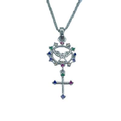 China 2021 Hot Selling CLASSIC Platinum Plated Colored Zircon Cross Pendant Necklace for sale