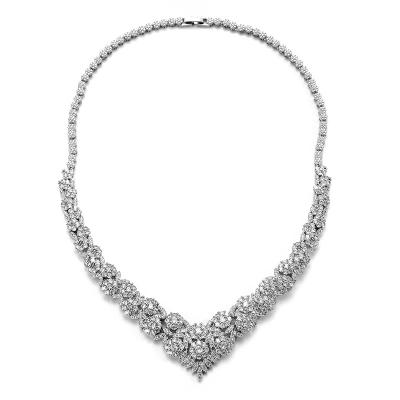 China Low MOQ TRENDY Bridal Party Luxury Platinum Plated Plated Jewelry Set Zircon Jewelry Set for sale