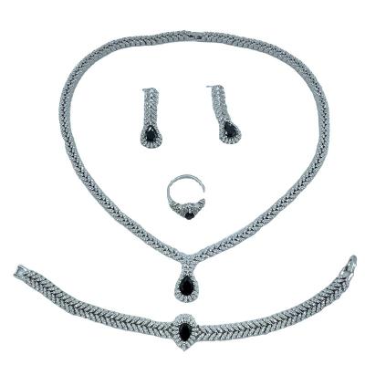 China FASHIONABLE European and American popular sparkle bridal jewelry set of big zircon jewelry for sale