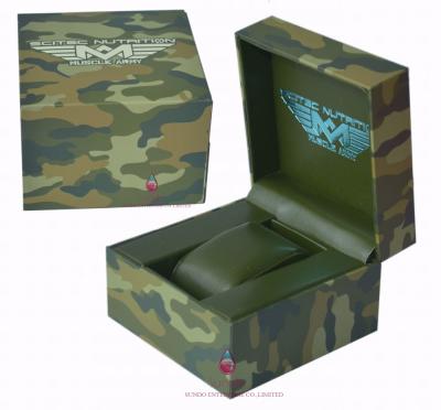 China Wholesale Custom Logo Camouflage Printed Wrist Watch Packaging Watch Gift Storage Paper Single Watch Box for sale