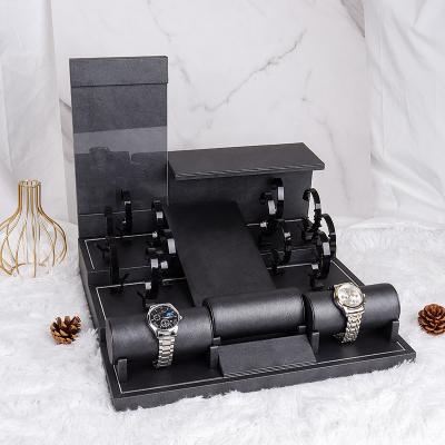 China Simple Modern High End Luxury Custom Leather Watch Stand Watch Stand Display for sale