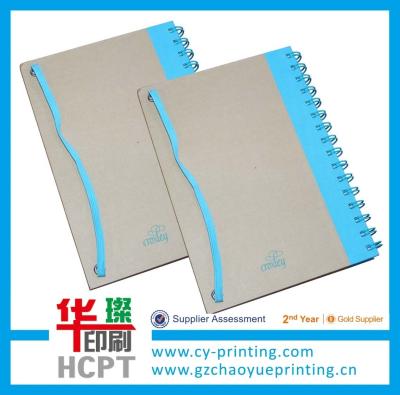 Chine Carnet de papier en spirale fait sur commande avec la limite d'élastique à vendre