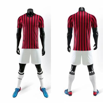 China Red Stripe Blank Soccer Jersey & Shorts Adults Jerseys Football Uniform Soccer Training Suit Running Sportswear for sale