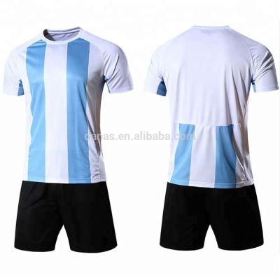 China Jersey de fútbol rayado llano azul y blanco para hombre modificado para requisitos particulares en venta