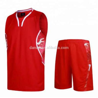 China OEM Red fashion mesh polyester basketball jersey uniform set design for sale