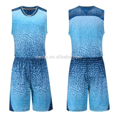 China Fully Sublimation Latest Design Light Blue Basketball Jersey and Shorts Kit for sale