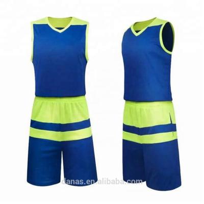 Cina Blu in bianco su ordinazione economico di colore di progettazione dell'uniforme del Jersey di pallacanestro con verde in vendita