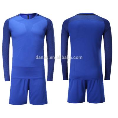 China Custom plain 100% polyester italy national team long sleeve blue soccer uniforms for sale