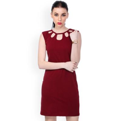 China Latest Design Sleeveless Ladies Formal Office Dress Straight Hem for sale