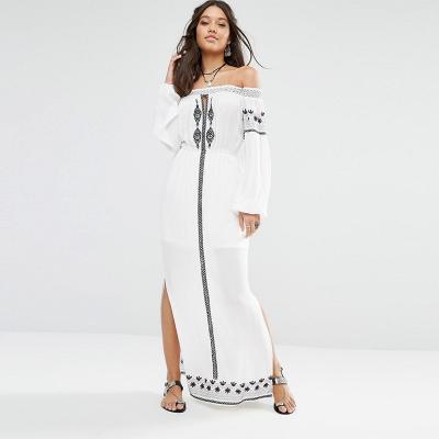 China New design long sleeve off the shoulder maxi dress for sale