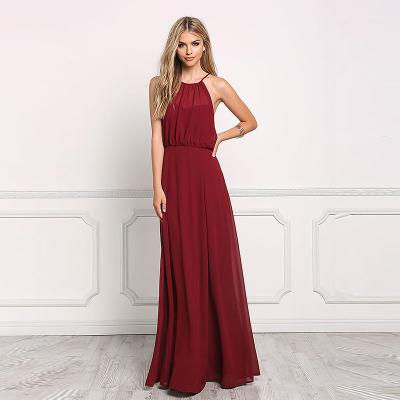 Chine Longue maxi modèles de robe de demoiselle d'honneur de mousseline de soie drapés par robe rouge sexy à vendre