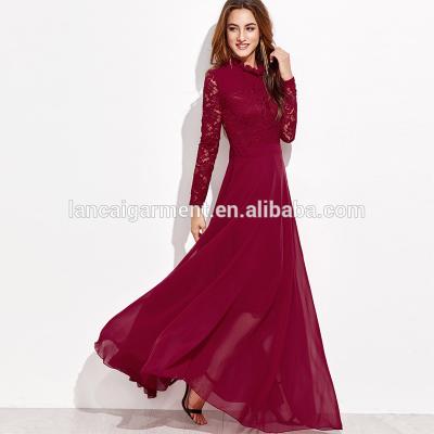 China Long sleeve lace up maxi dress for muslim mother of the bride for sale