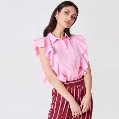 China Hemd Damen-Clothing Pink Frill Women zu verkaufen