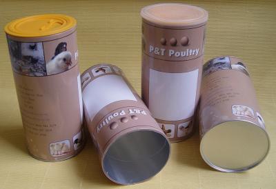 China Paper Tube Containers with Metal Cap and Bottom and Cap, PE Cap for Chicken Powder for sale