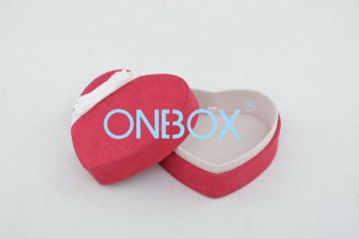 China Elegant Red Cardboard and Suede Heart Shaped Jewelry Box with Earring / Eardrop Insert for sale