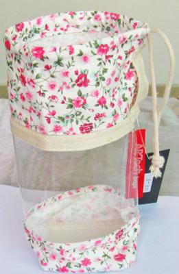China Mini Ecologic Cotton Drawstring Pouch , Floral Knit Bag 18*28 cm for sale