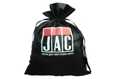 China Recyclable Black Satin Drawstring Pouch For Gift Packing , Jewelry Pouches for sale