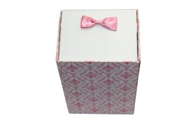 China Pink Paper Packaging Gift Box With Tie Sticked / Recycled Plastic Boxes for sale