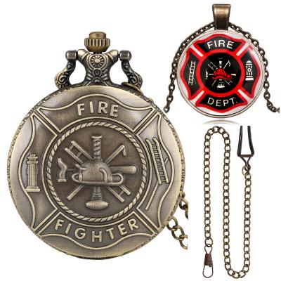 China Brand Firefighter Necklace Watch Unisex Gift Firefighter Antique Superior Pocket Watches For Gift for sale